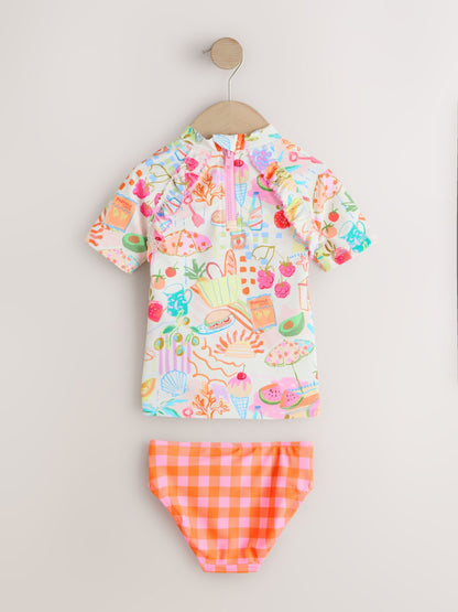 Orange Picnic Scene Short Sleeved Sunsafe Swim Set (3mths-10yrs) image 7