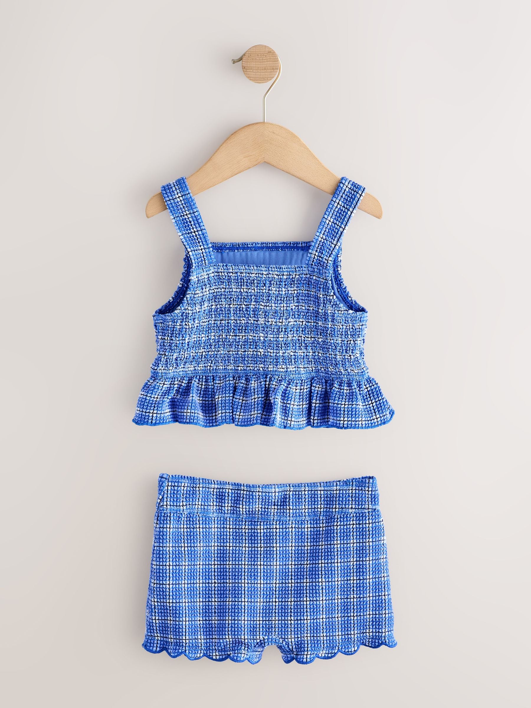 Dsiney Kidz - Blue Gingham Texture Crop Top And Shorts Set (3-16yrs) image 3