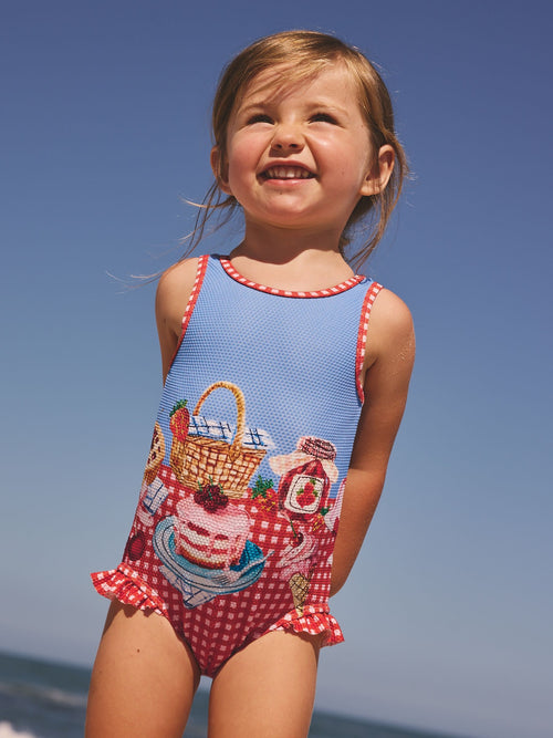 Dsiney Kidz - Red/Blue Gingham Picnic Frill Leg Swimsuit (3mths-10yrs) image 1