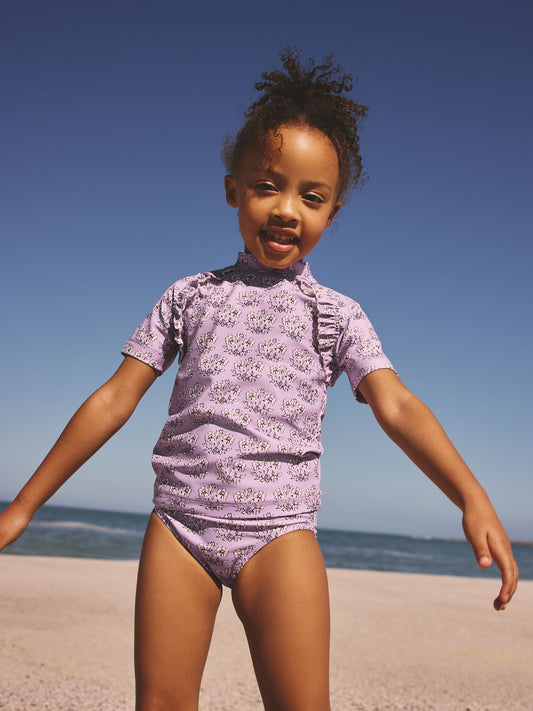 Dsiney Kidz - Lilac Purple Ditsy Floral Short Sleeved Sunsafe Swim Set (3mths-10yrs) image 1