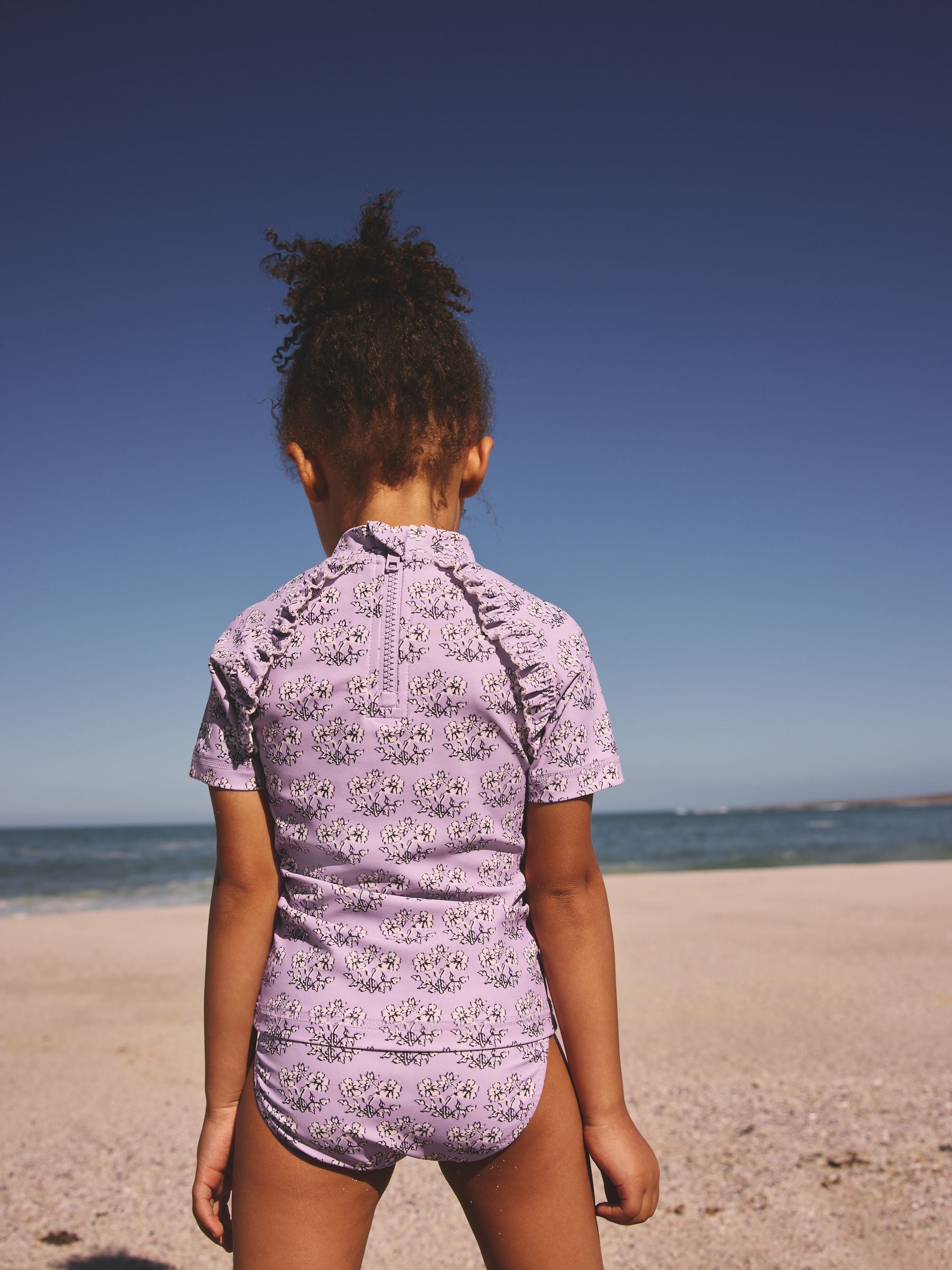 Lilac Purple Ditsy Floral Short Sleeved Sunsafe Swim Set (3mths-10yrs) image 2