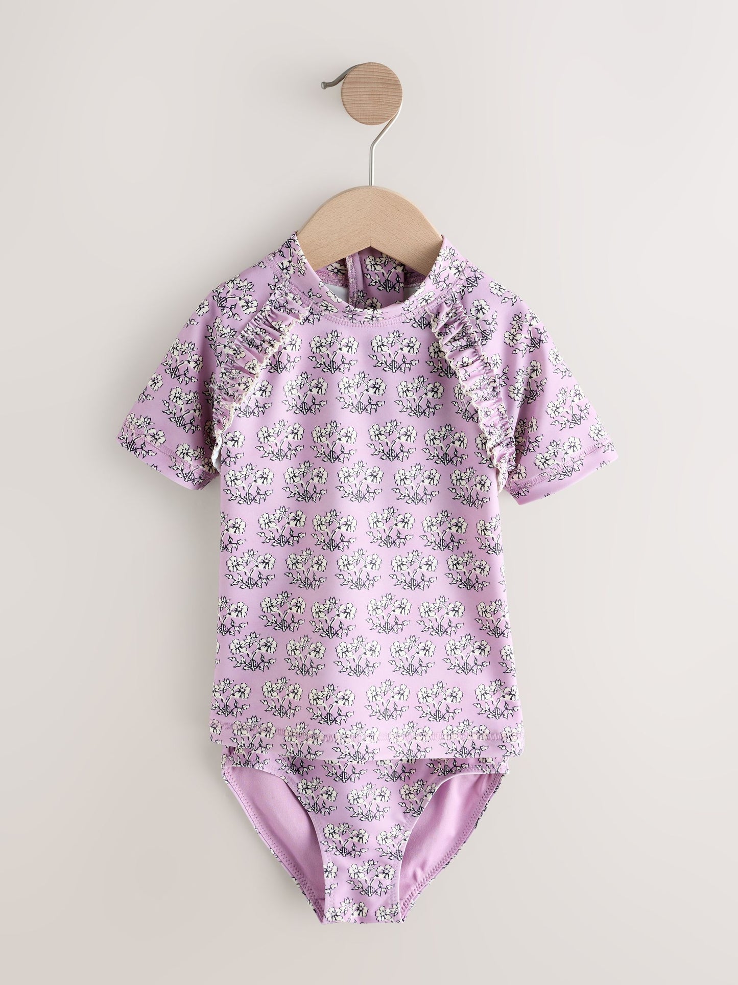 Lilac Purple Ditsy Floral Short Sleeved Sunsafe Swim Set (3mths-10yrs) image 4