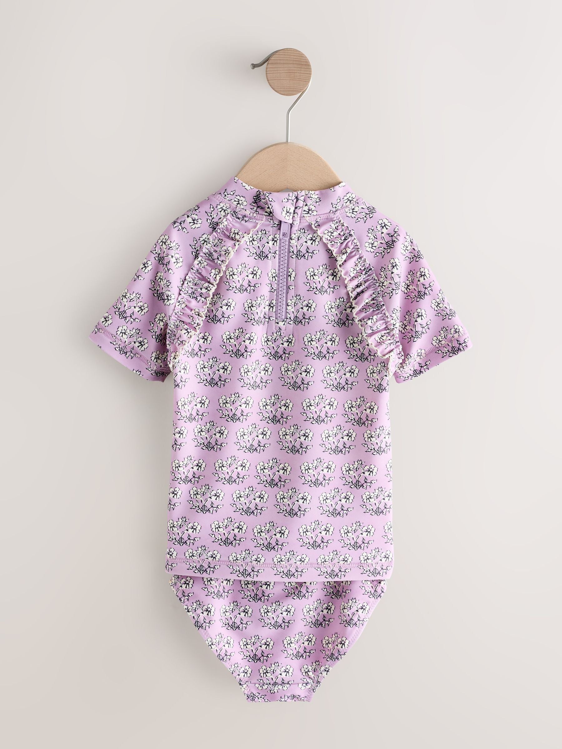 Lilac Purple Ditsy Floral Short Sleeved Sunsafe Swim Set (3mths-10yrs) image 5
