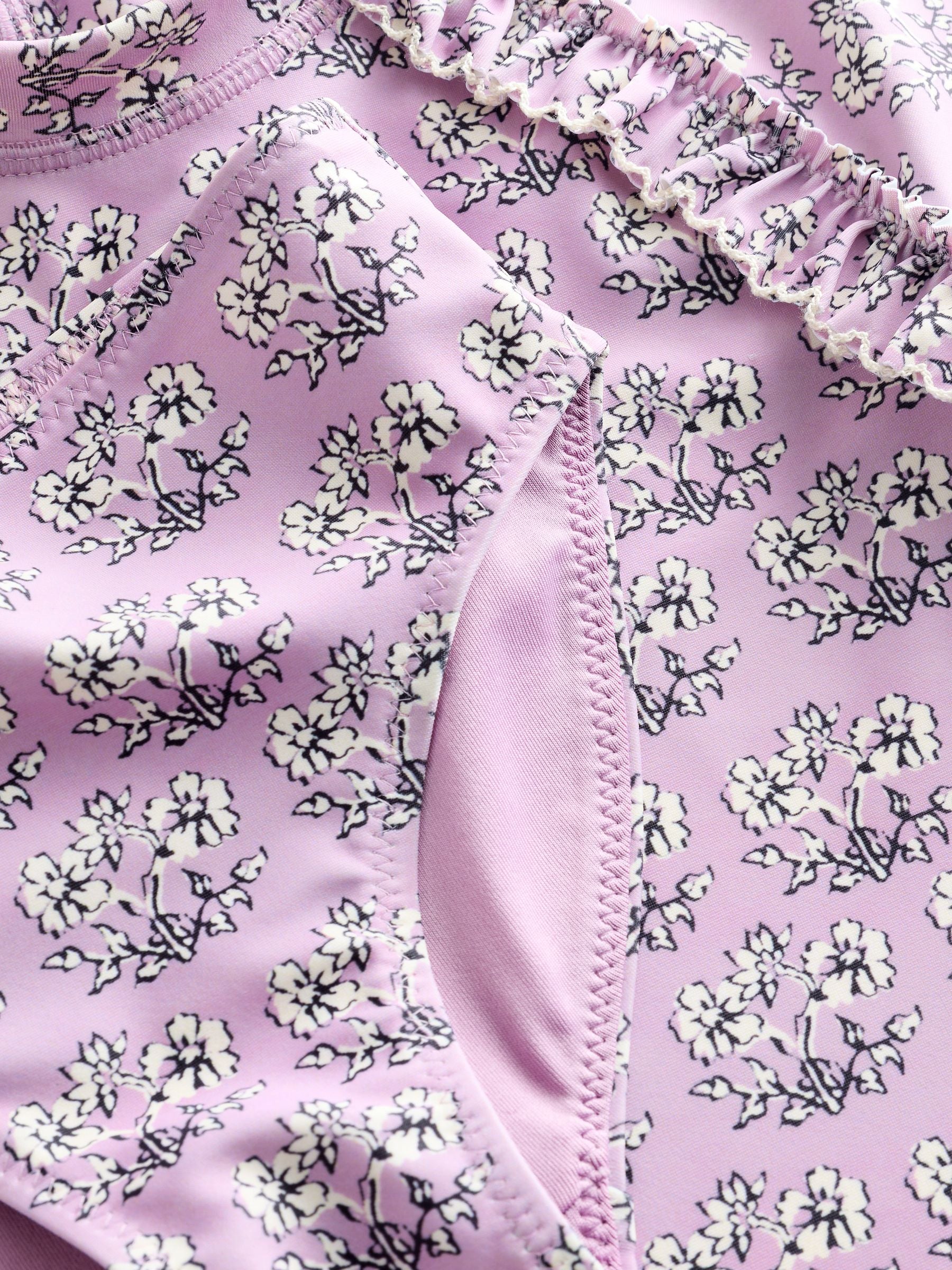 Lilac Purple Ditsy Floral Short Sleeved Sunsafe Swim Set (3mths-10yrs) image 6