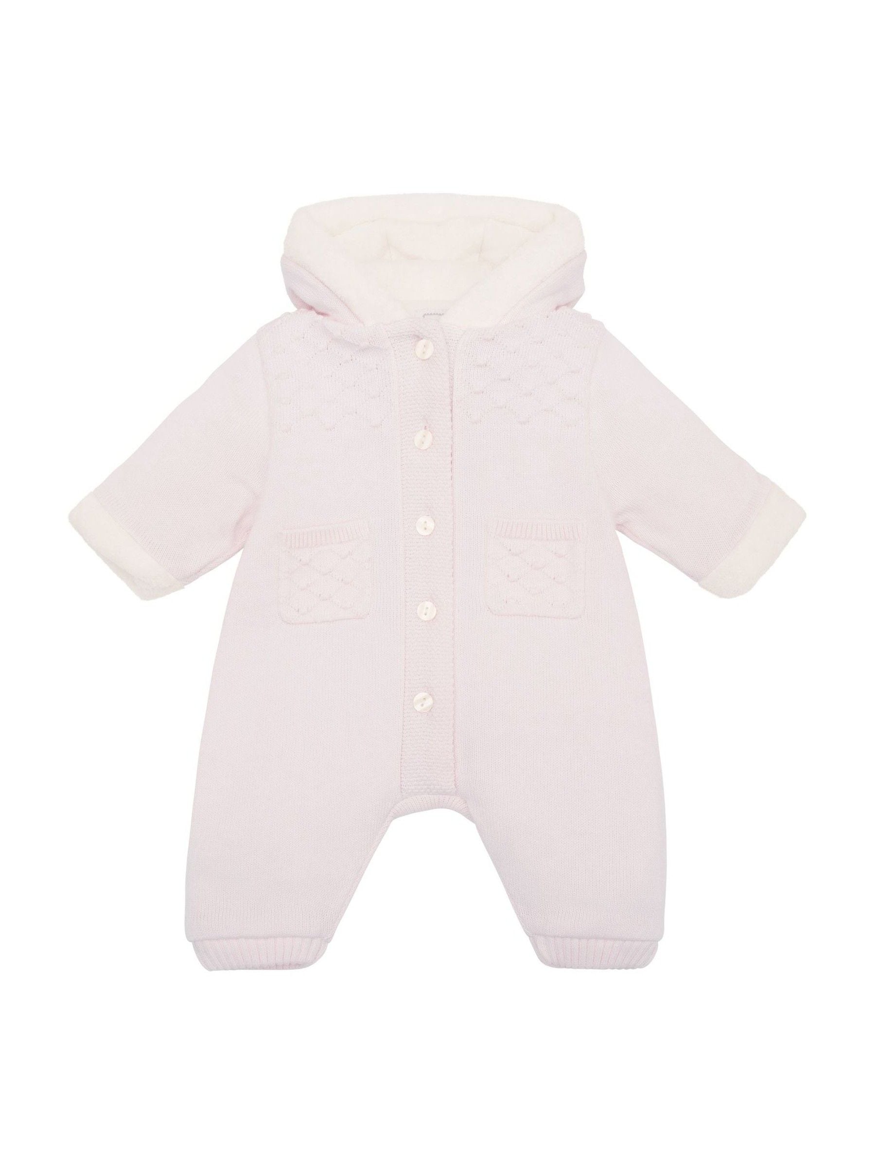 Dsiney Kidz - Emile Et Rose Kirsten Pink Knitted Pramsuit With Fur Trim image 2