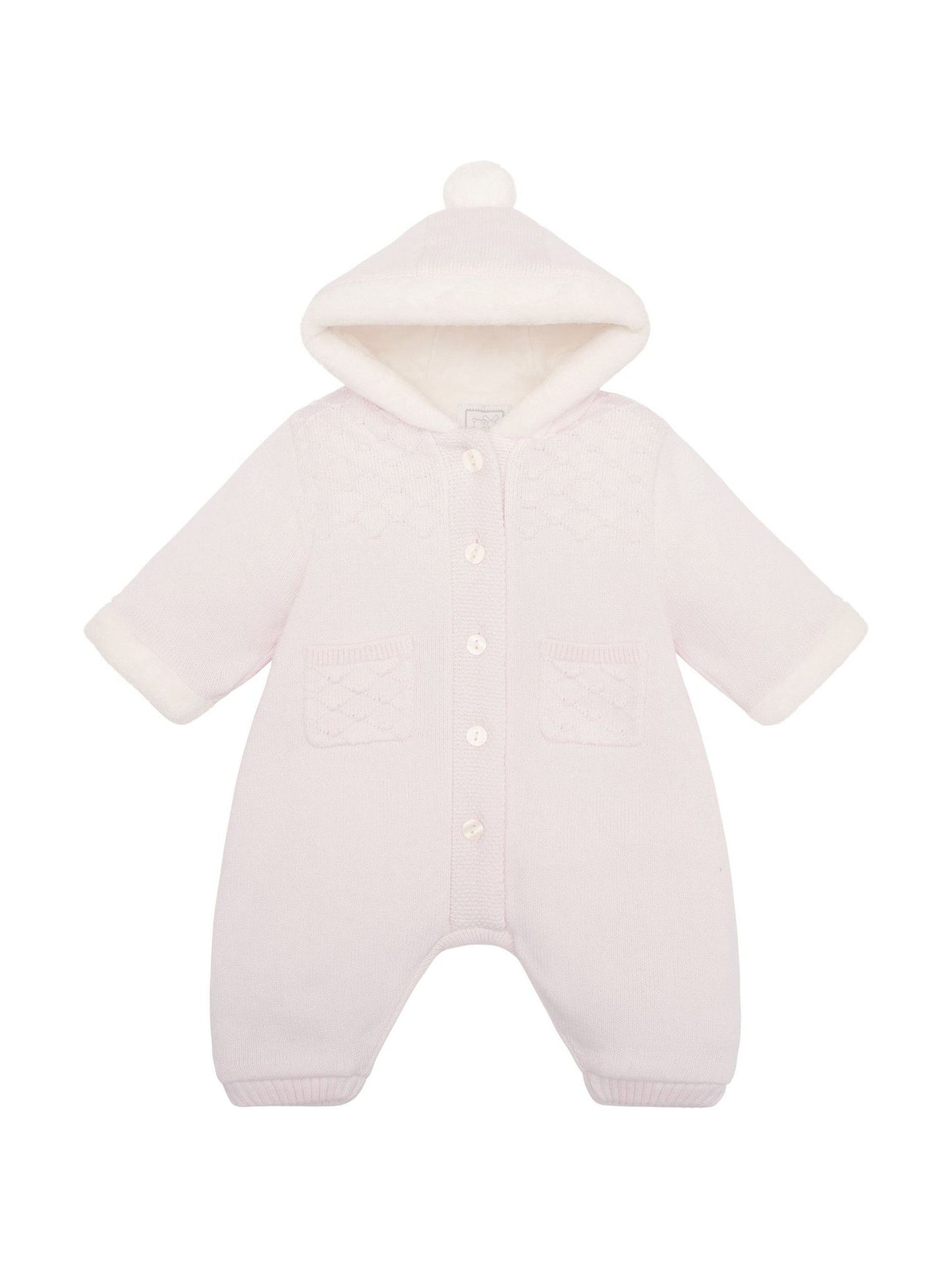 Dsiney Kidz - Emile Et Rose Kirsten Pink Knitted Pramsuit With Fur Trim image 3