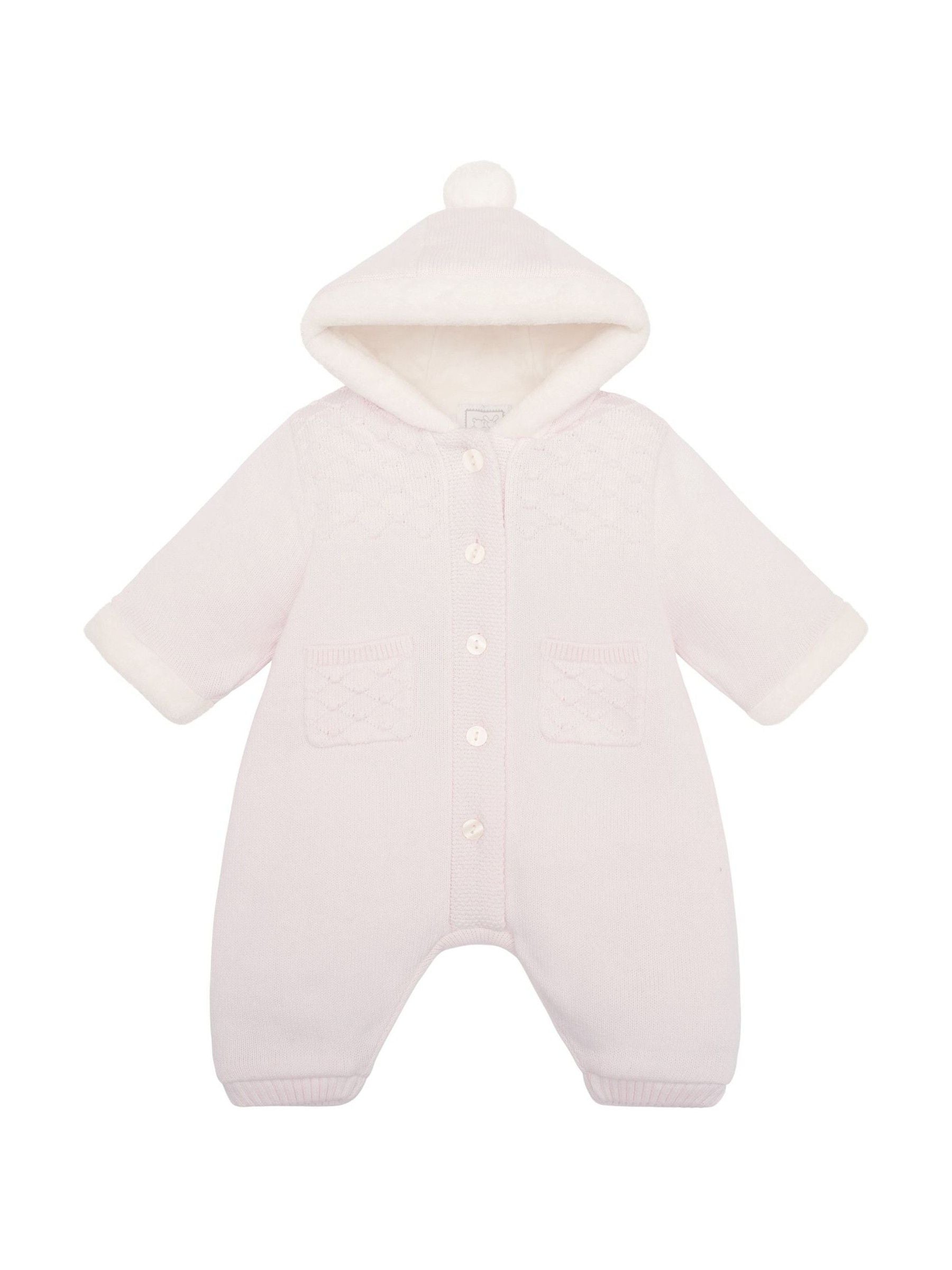 Dsiney Kidz - Emile Et Rose Kirsten Pink Knitted Pramsuit With Fur Trim image 3