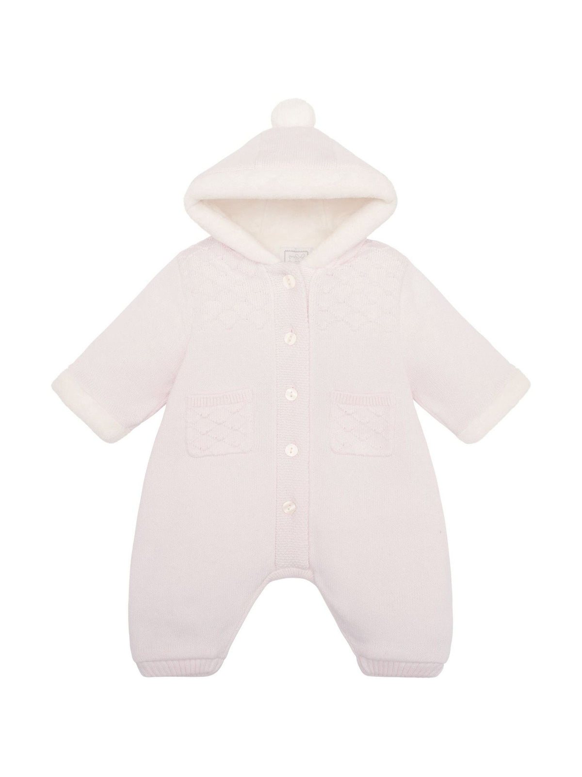 Dsiney Kidz - Emile Et Rose Kirsten Pink Knitted Pramsuit With Fur Trim image 3