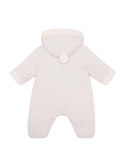 Emile Et Rose Pink Kane Knitted Pramsuit With Pockets Fur Trim And Pom-Pom image 4
