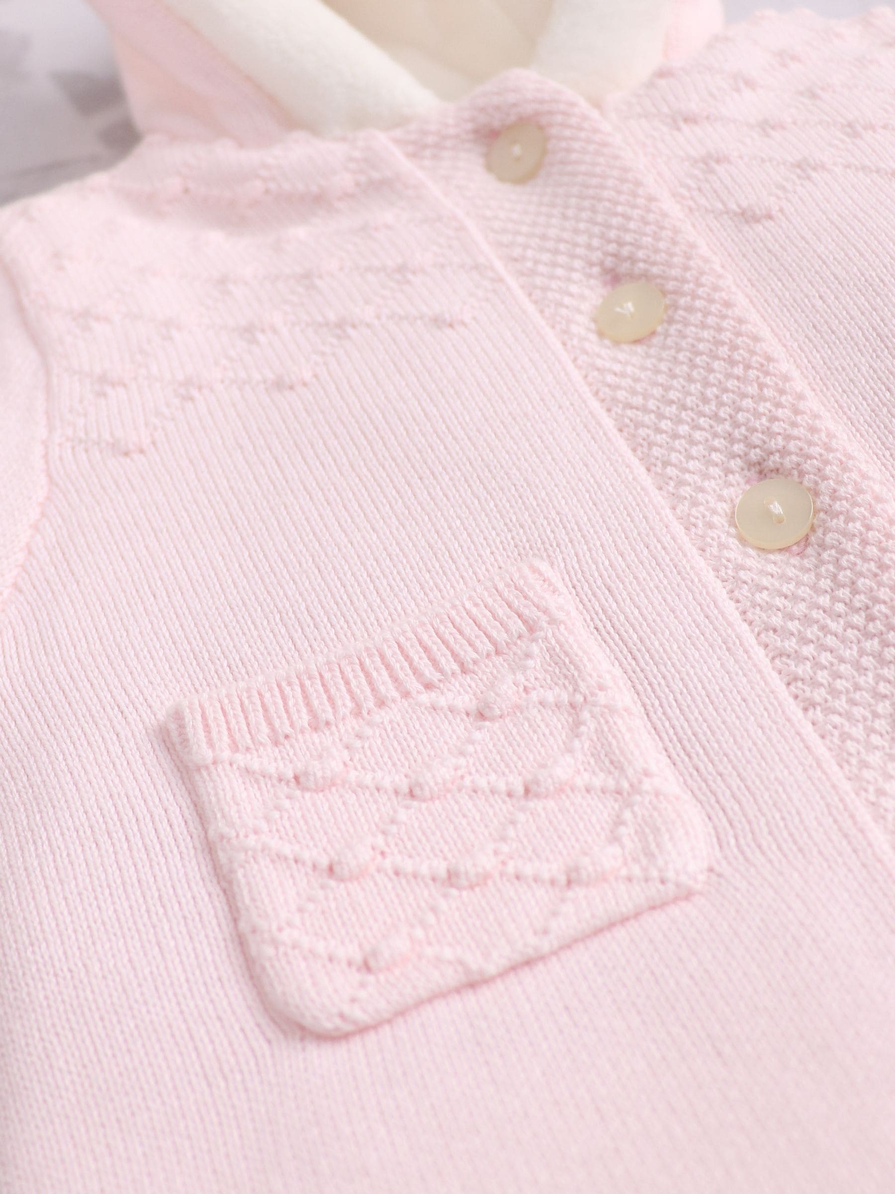 Dsiney Kidz - Emile Et Rose Kirsten Pink Knitted Pramsuit With Fur Trim image 5
