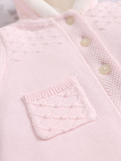 Dsiney Kidz - Emile Et Rose Kirsten Pink Knitted Pramsuit With Fur Trim image 5
