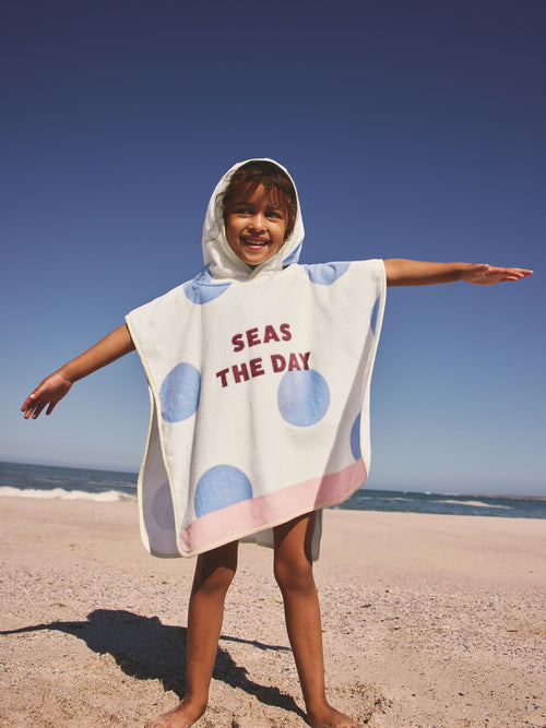 Dsiney Kidz - Neutral Polka Dot Slogan Towelling Poncho (9mths-10yrs) image 1