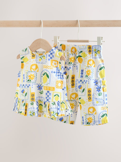 Yellow Lemon Baby Woven Top and Trousers Set 2 Piece (0mths-2yrs) image 1