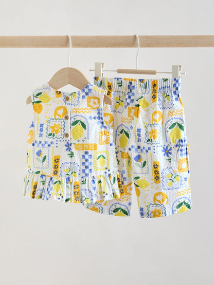 Yellow Lemon Baby Woven Top and Trousers Set 2 Piece (0mths-2yrs) image 7