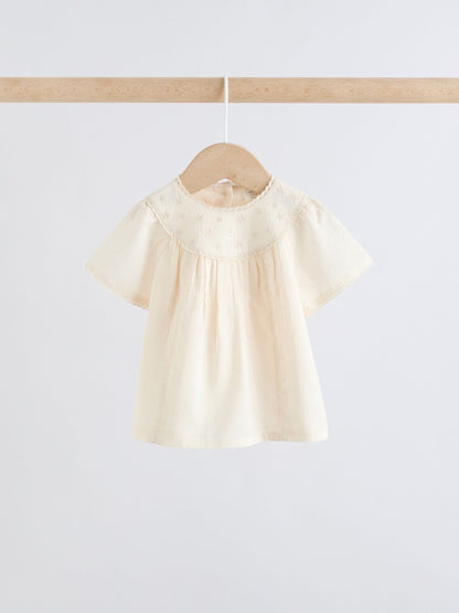 White Woven Baby Top and Shorts 2 Piece Set (0mths-2yrs) image 3