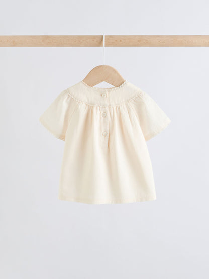 White Woven Baby Top and Shorts 2 Piece Set (0mths-2yrs) image 4