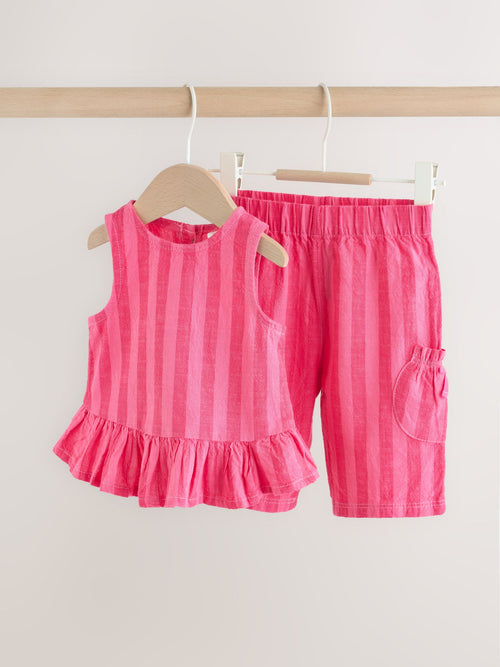 Red Stripe Baby Woven Top and Trousers Set 2 Piece (0mths-2yrs) image 1