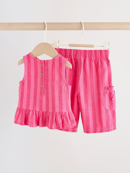 Red Stripe Baby Woven Top and Trousers Set 2 Piece (0mths-2yrs) image 2