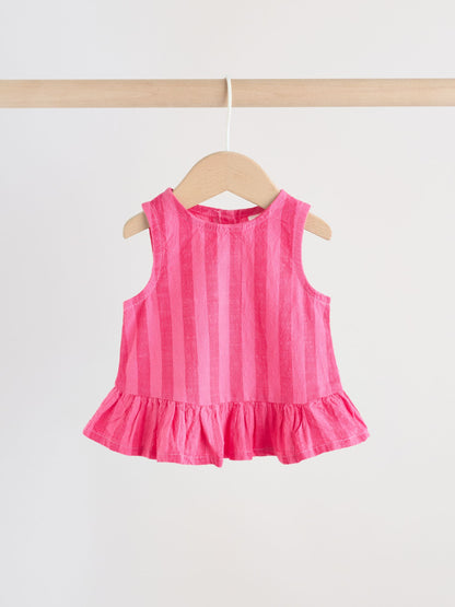 Red Stripe Baby Woven Top and Trousers Set 2 Piece (0mths-2yrs) image 3