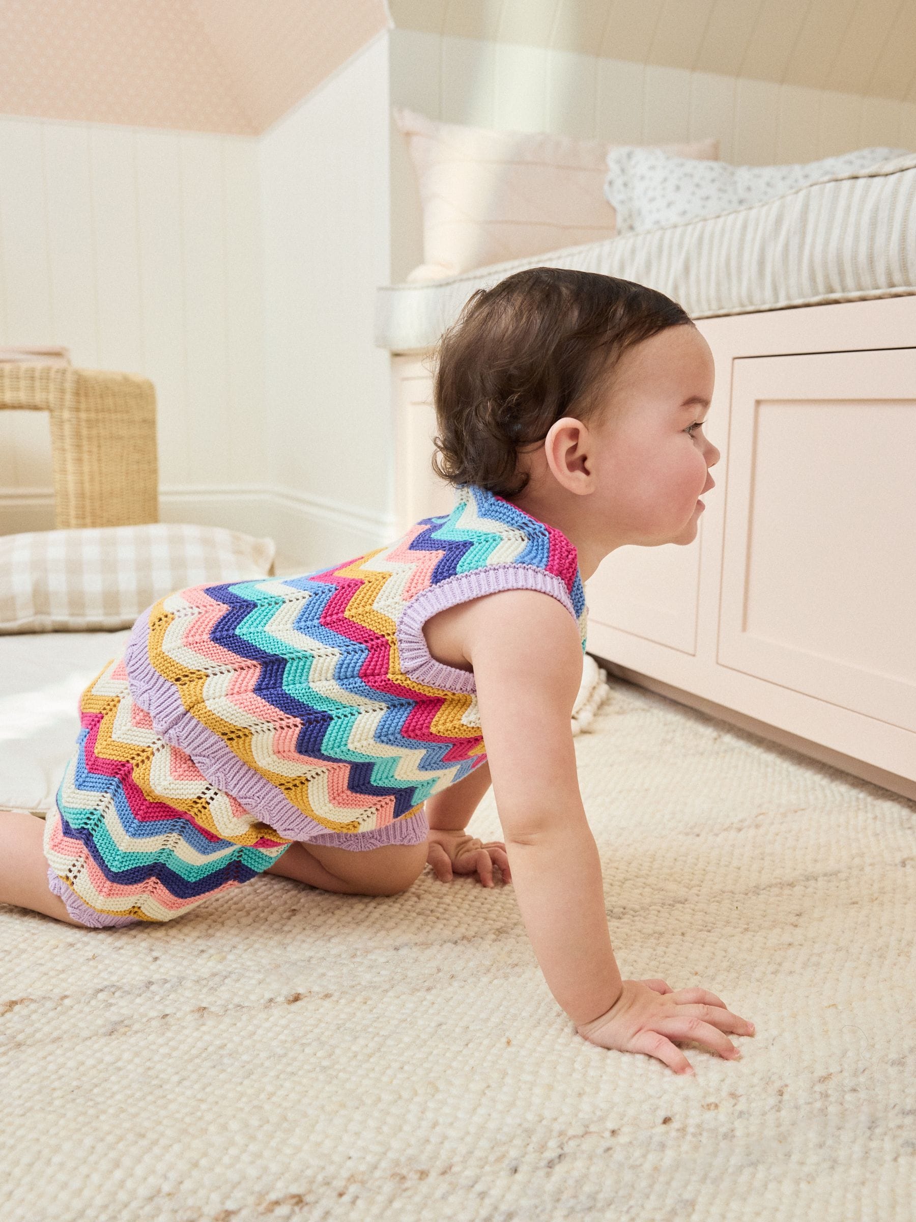 Multi Stripe Knitted Top and Shorts Baby Set 2 Piece (0mths-2yrs) image 3