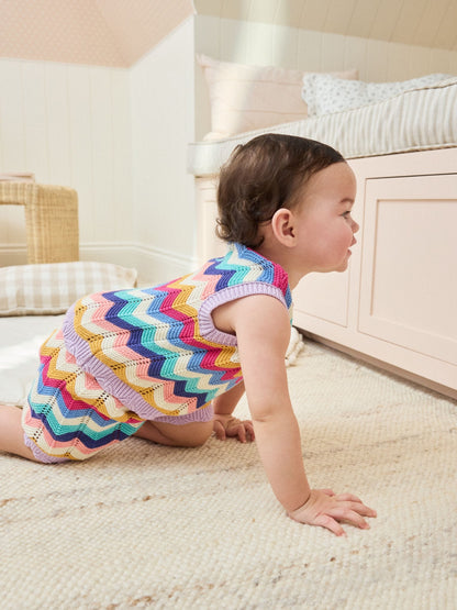 Multi Stripe Knitted Top and Shorts Baby Set 2 Piece (0mths-2yrs) image 3
