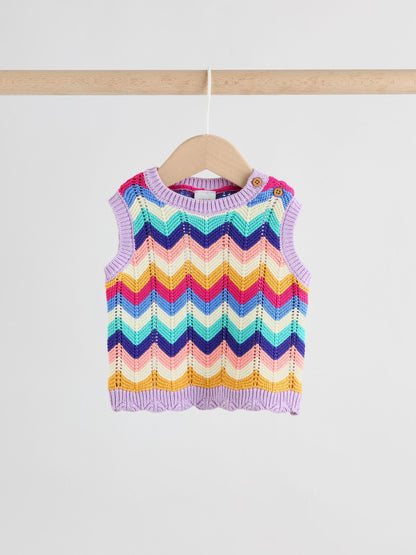 Multi Stripe Knitted Top and Shorts Baby Set 2 Piece (0mths-2yrs) image 6