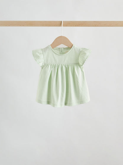 Pink Sage Green and White Short Sleeve Top and Leggings Baby Set 6 Piece (0mths-3yrs) image 6