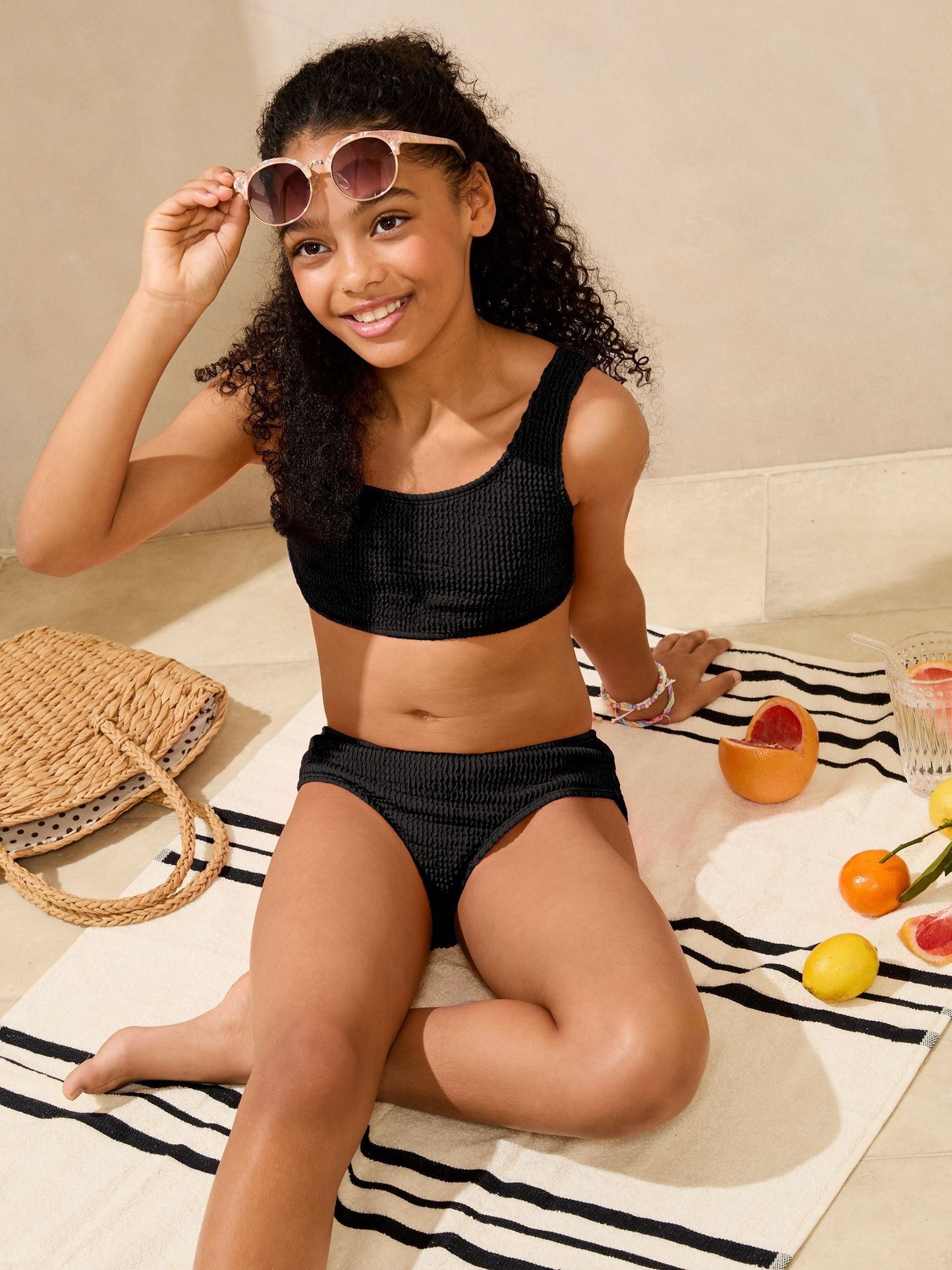 Dsiney Kidz - Lipsy Black Scoop Neck Textured Bikini (5-16yrs) image 2