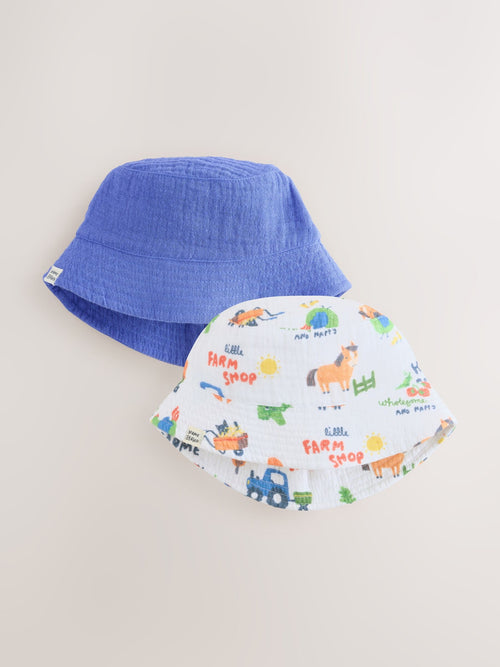 Blue Farm Woven Baby Bucket Hats 2 Pack image 1