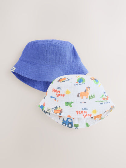Blue Farm Woven Baby Bucket Hats 2 Pack image 1