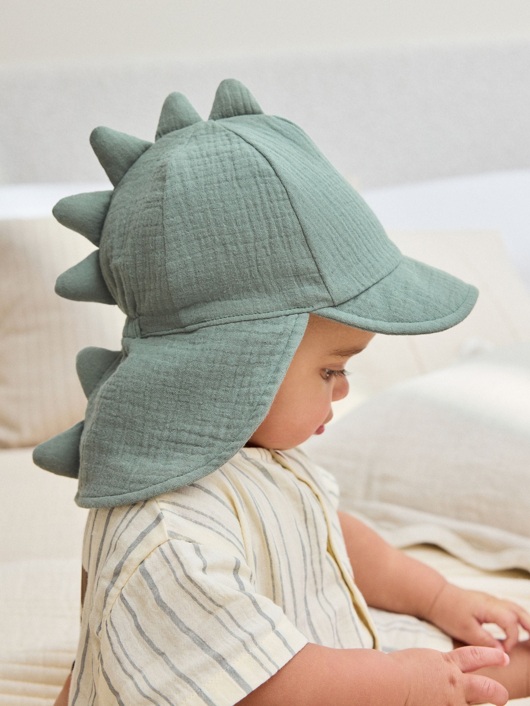 Green/Neutral Dino Legionnaire Baby Hat 2 Pack (0mths-2yrs) image 2