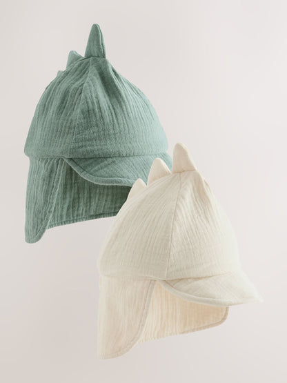 Green/Neutral Dino Legionnaire Baby Hat 2 Pack (0mths-2yrs) image 1