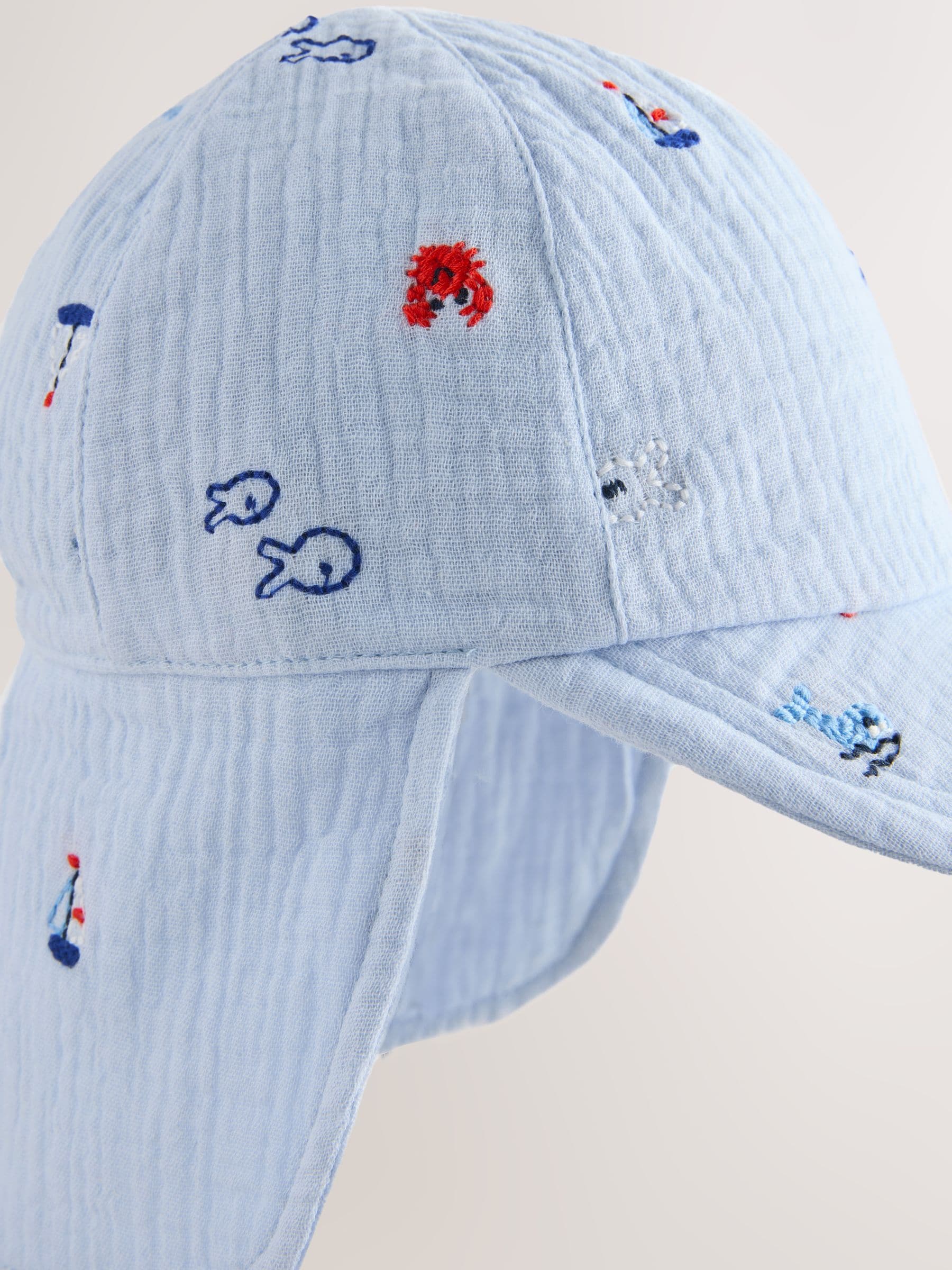 Blue Embroidered Legionnaire Baby Summer Hat image 2