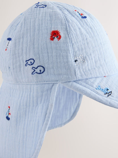 Blue Embroidered Legionnaire Baby Summer Hat image 2