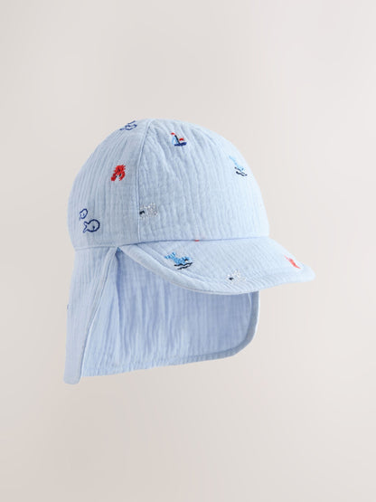 Blue Embroidered Legionnaire Baby Summer Hat image 1