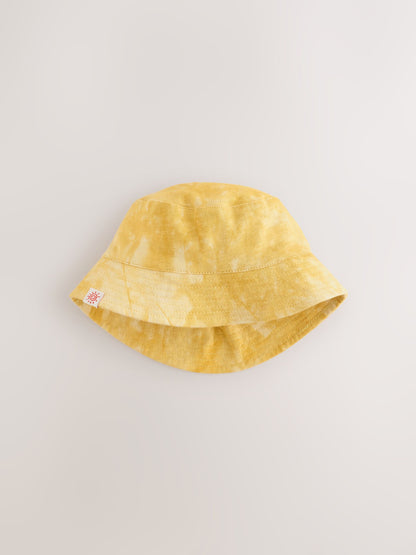 Orange Embroidered and Yellow Tie Dye Baby Bucket Hats 2 Pack image 3