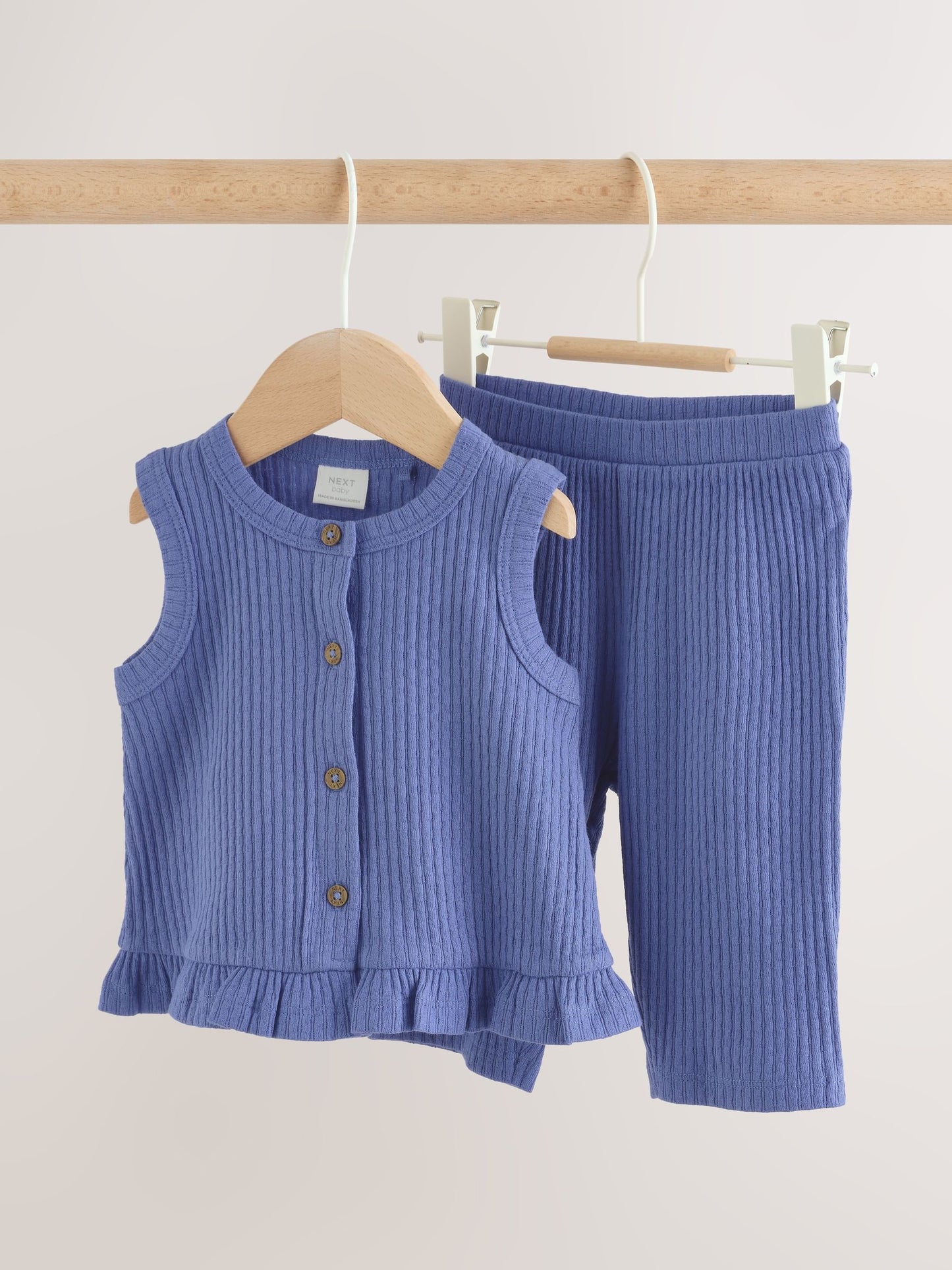 Blue Rib Baby Top And Wide Leg Trousers Set 2 Piece (0mths-2yrs) image 1