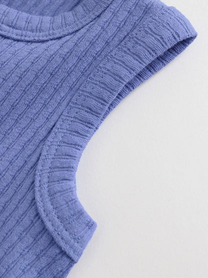 Blue Rib Baby Top And Wide Leg Trousers Set 2 Piece (0mths-2yrs) image 3