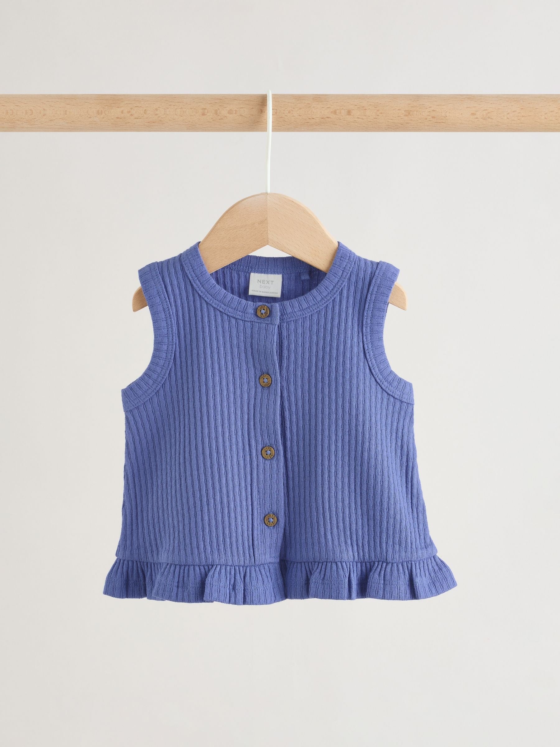 Blue Rib Baby Top And Wide Leg Trousers Set 2 Piece (0mths-2yrs) image 5