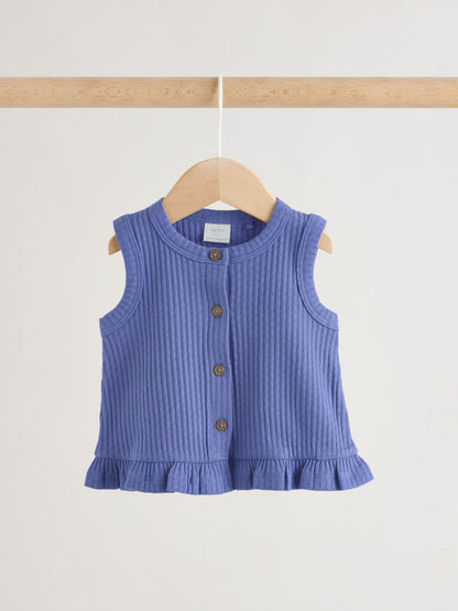 Blue Rib Baby Top And Wide Leg Trousers Set 2 Piece (0mths-2yrs) image 5