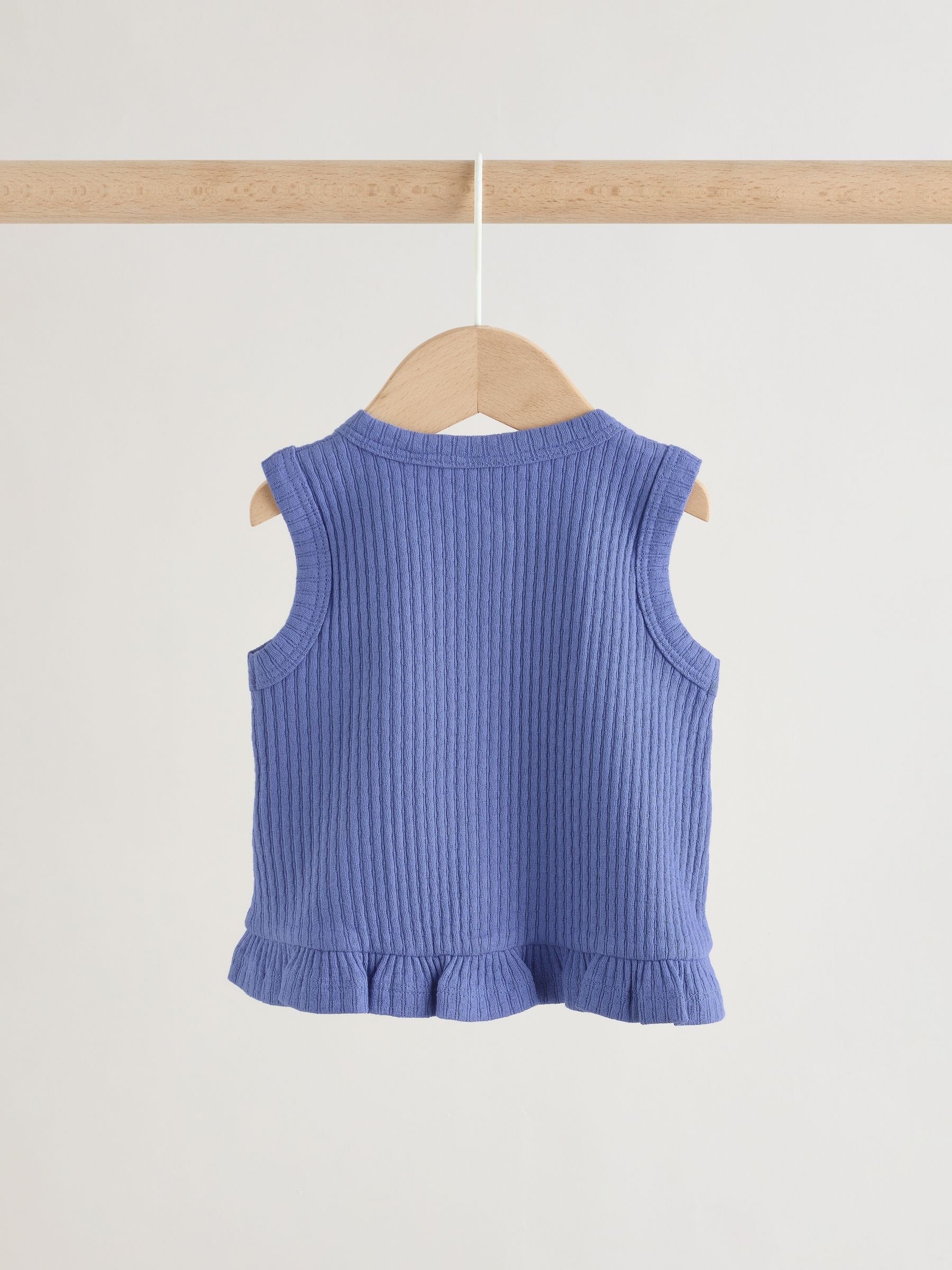 Blue Rib Baby Top And Wide Leg Trousers Set 2 Piece (0mths-2yrs) image 6