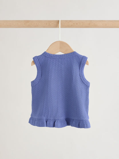 Blue Rib Baby Top And Wide Leg Trousers Set 2 Piece (0mths-2yrs) image 6