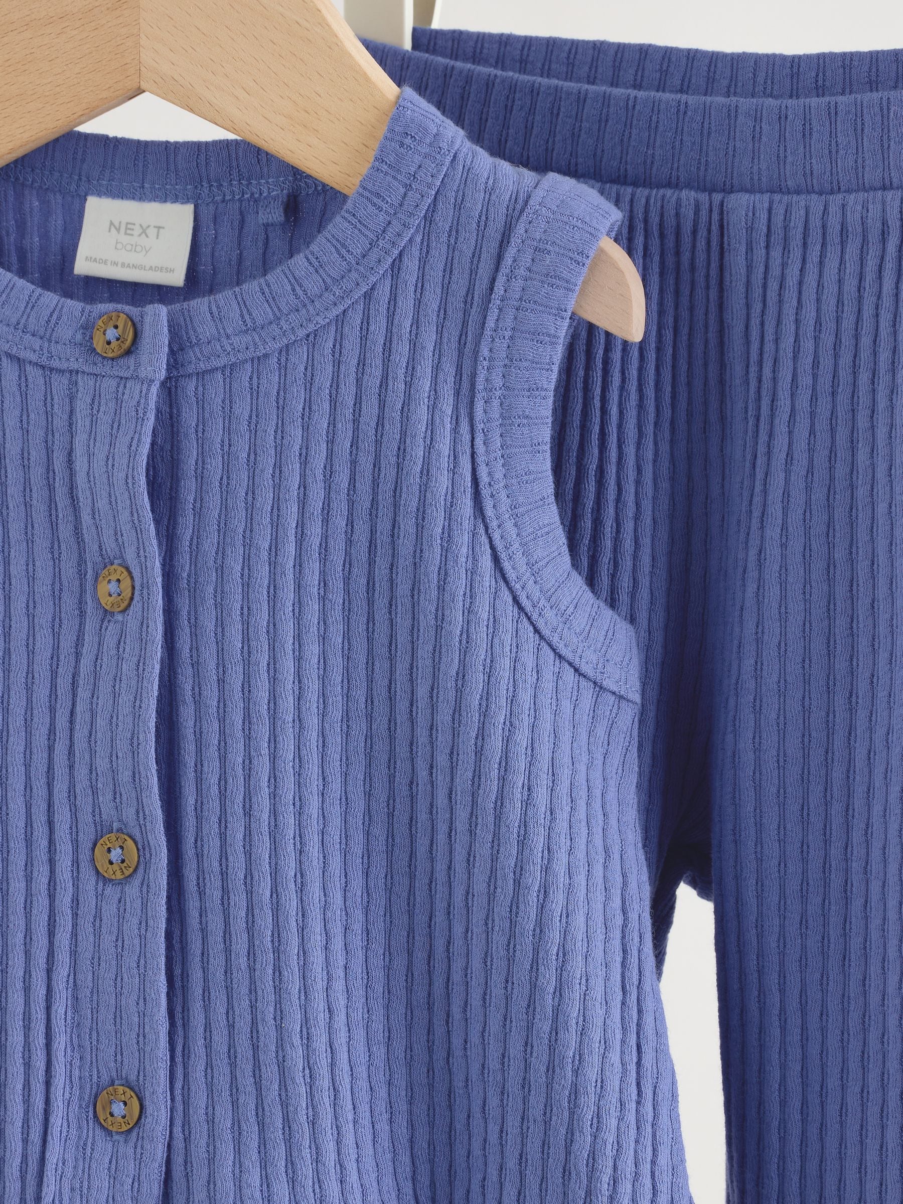 Blue Rib Baby Top And Wide Leg Trousers Set 2 Piece (0mths-2yrs) image 7