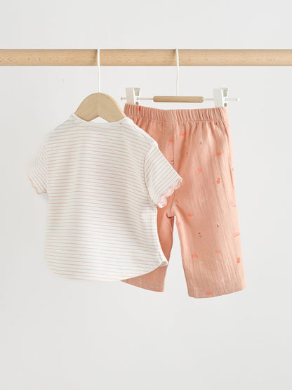 Ecru Short Sleeve Baby Tops and Wide Leg Leggings Set 2 Piece (0mths-2yrs) image 5