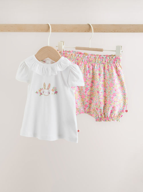 Dsiney Kidz - White Bunny Short Sleeve Baby Top and Short Set 2 Piece (0mths-2yrs) image 1