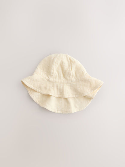 Pink and Beige Woven Baby Bucket Hats 2 Pack (0mths-2yrs) image 2