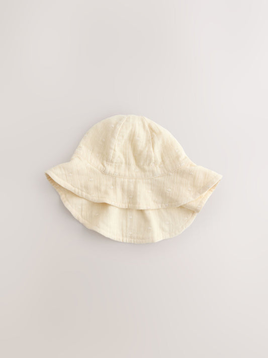 Pink and Beige Woven Baby Bucket Hats 2 Pack (0mths-2yrs) image 2