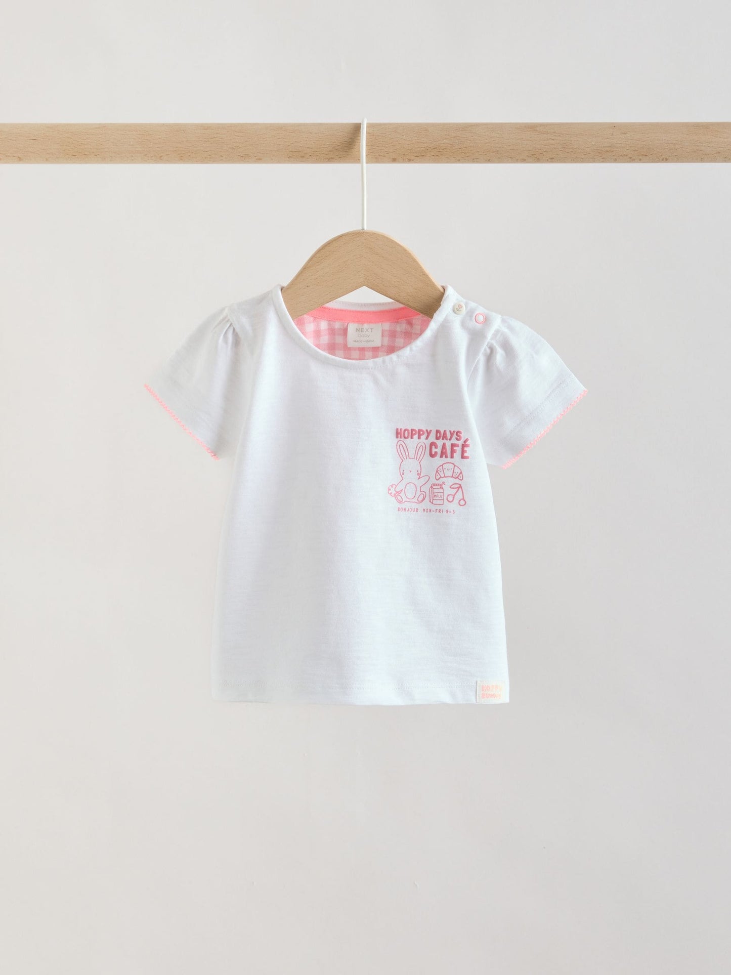 White Pink Bunny Short Sleeve Baby Tops and Wide Leg Leggings Set 2 Piece (0mths-2yrs) image 6