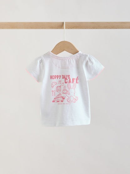 White Pink Bunny Short Sleeve Baby Tops and Wide Leg Leggings Set 2 Piece (0mths-2yrs) image 8