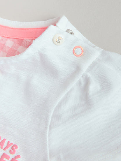 White Pink Bunny Short Sleeve Baby Tops and Wide Leg Leggings Set 2 Piece (0mths-2yrs) image 8